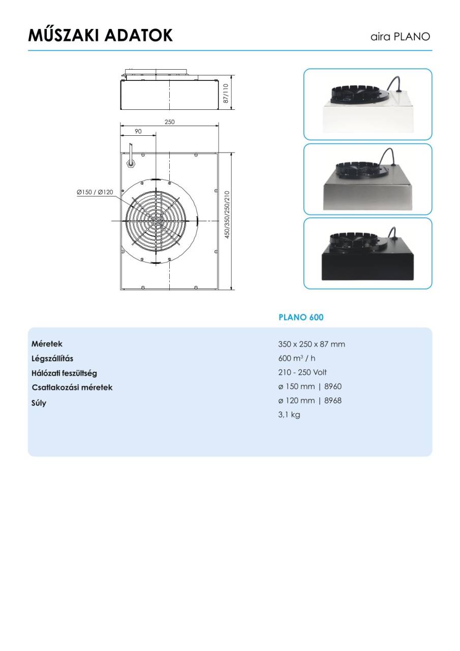AIRA - Plazma szűrő páraelszívókhoz PLANO 600/210 R