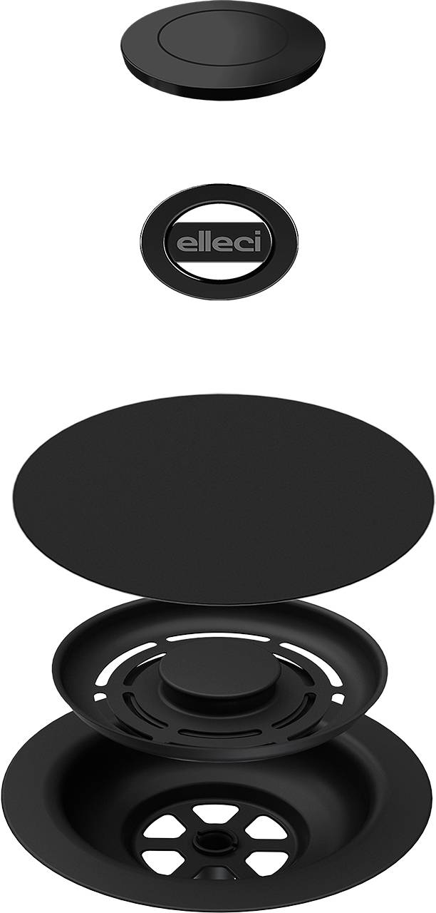 ELLECI - GHOST OPEN UP (nyomógombos) automata dugókiemelő egymedencés mosogatókhoz - fekete