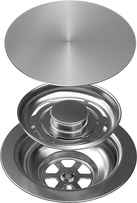 ELLECI - GHOST SYSTEM szűrőtakaró, szűrő és túlfolyó egymedencés mosogatókhoz - inox