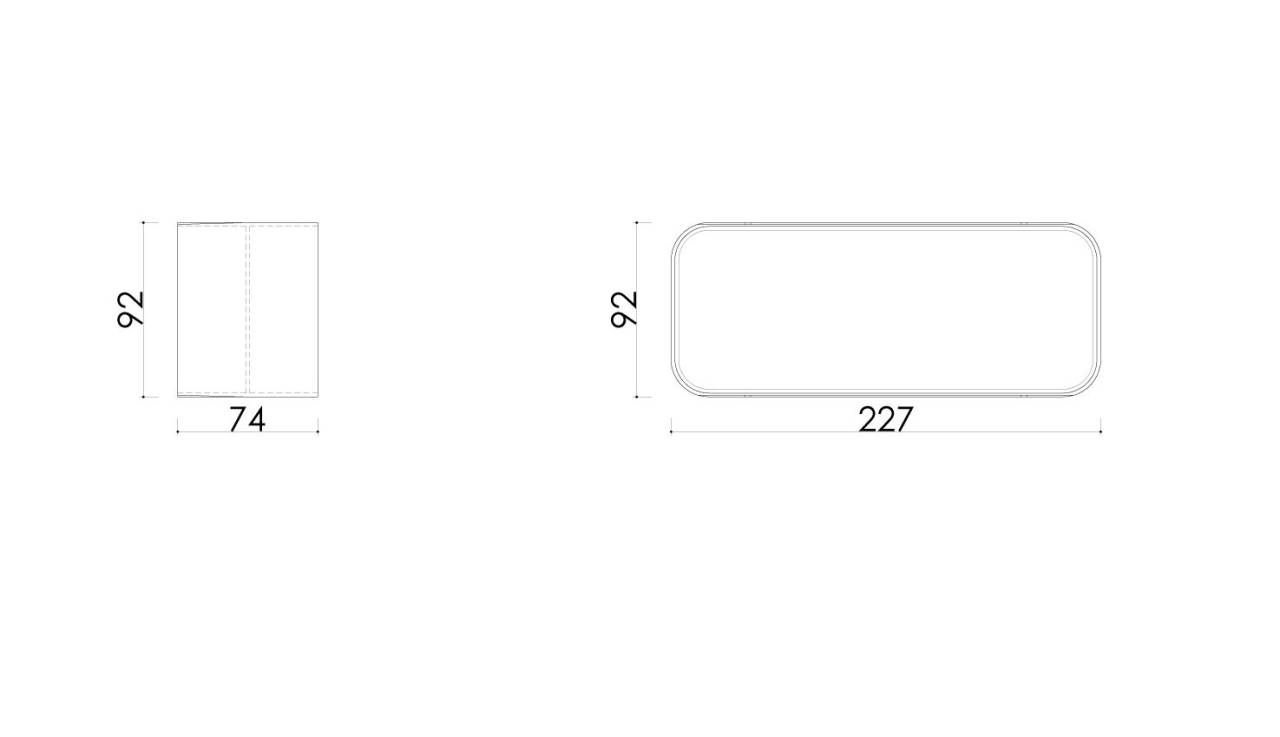 AIRA - Légtechnikai elem lapos csatorna toldó Quadro sorozathoz 227x92 mm