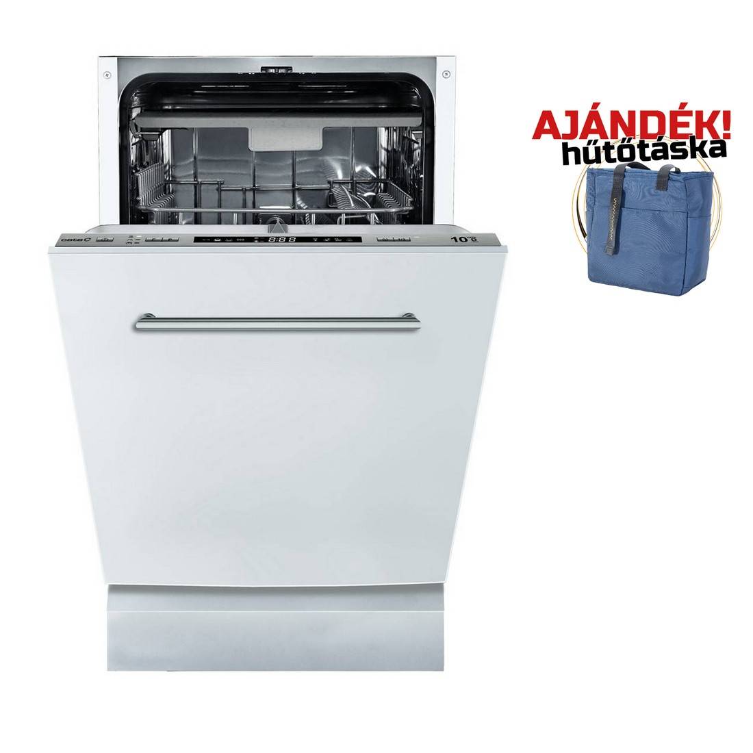 CATA - Beépíthető mosogatógép LVI-48010 10 terítékes + Ajándék Hűtőtáska