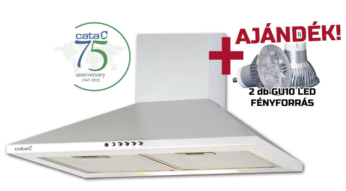 CATA - Páraelszívó OMEGA 600 fehér WH/L LED + 2 db Conlight LED fényforrás