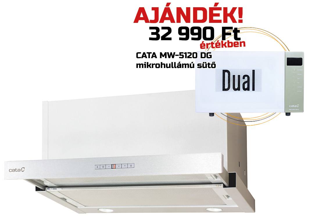 Cata - Páraelszívó TFH-7600 X inox + AJÁNDÉK Cata MW-5120 DG green mikrohullámú sütő - A készlet erejéig rendelhető!