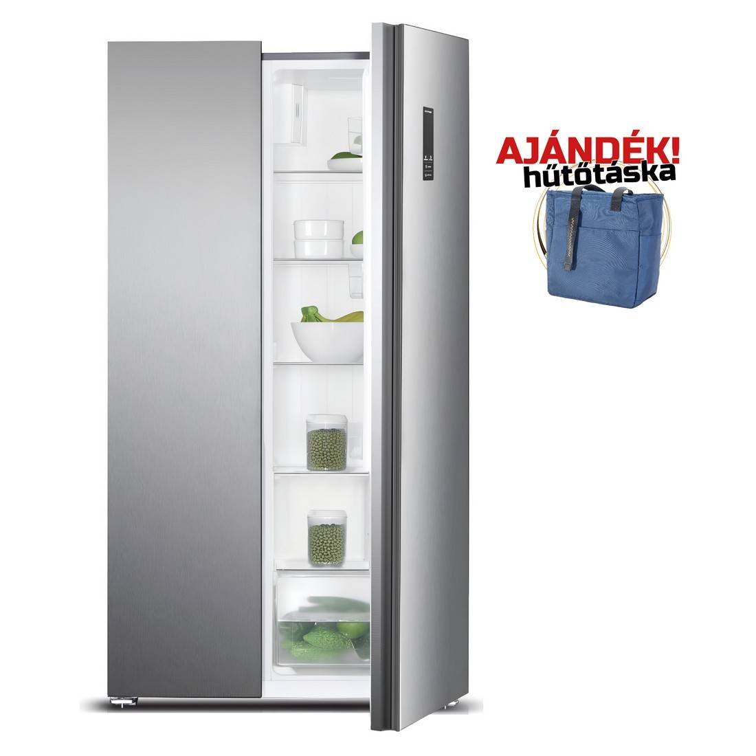 DAVOLINE - Hűtőszekrény kétajtós DSS-442D IX Inox + Ajándék Hűtőtáska
