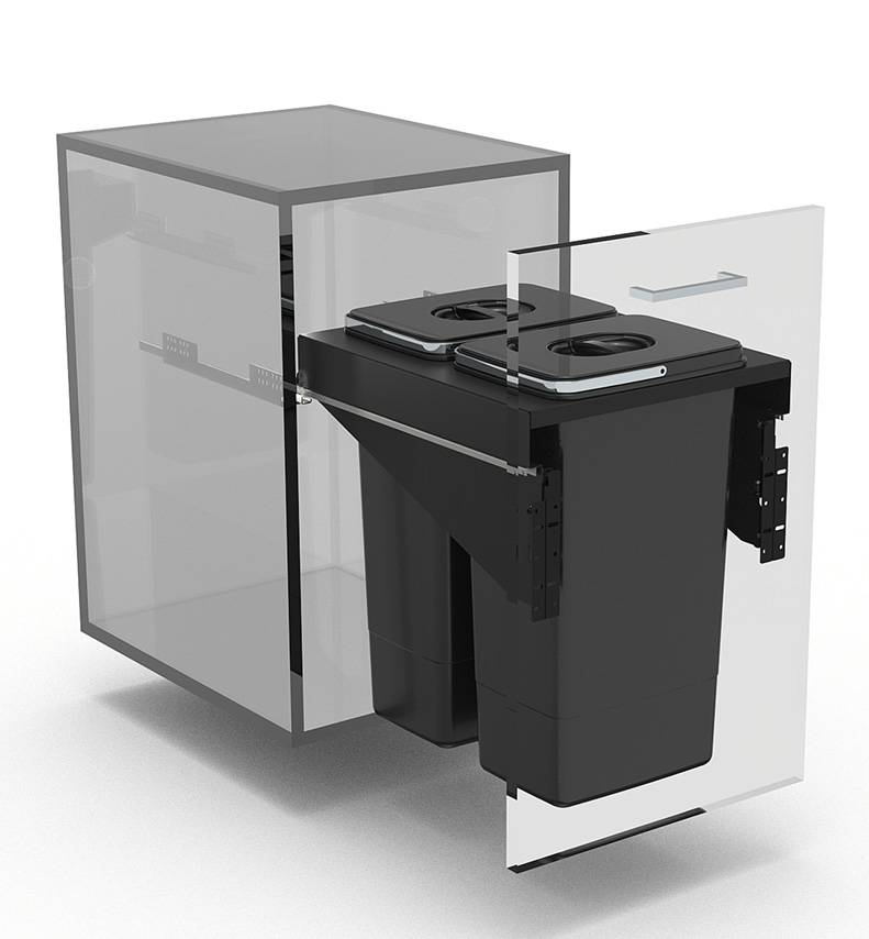 EKOTECH - Beépíthető hulladékgyűjtő FRONT 45 - 2x26 liter 