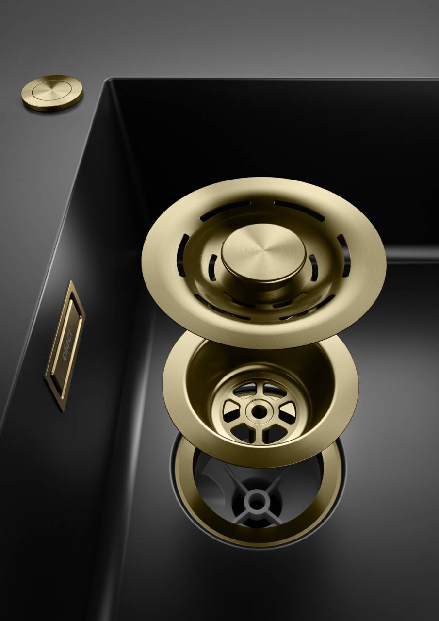 ELLECI - FLOW PRO (PUSH-CONTROL OPEN UP) automata dugókiemelő mosogatókhoz arany - Kifutó termék!